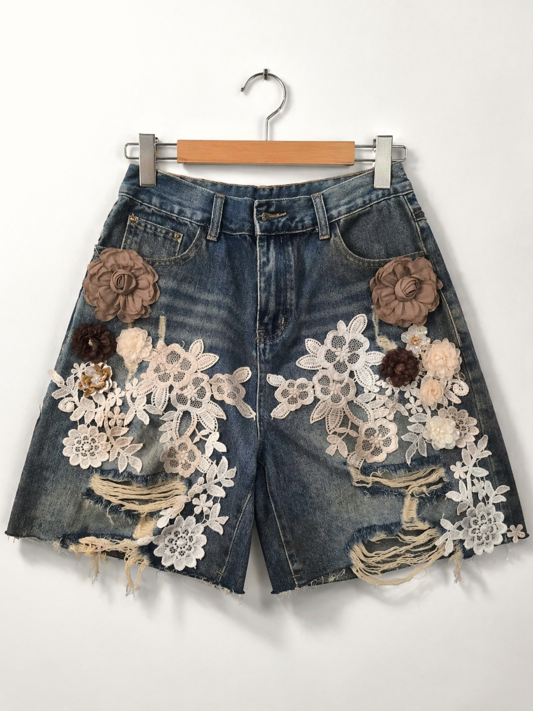 Floral Luxe Denim Shorts (Pre-Order)