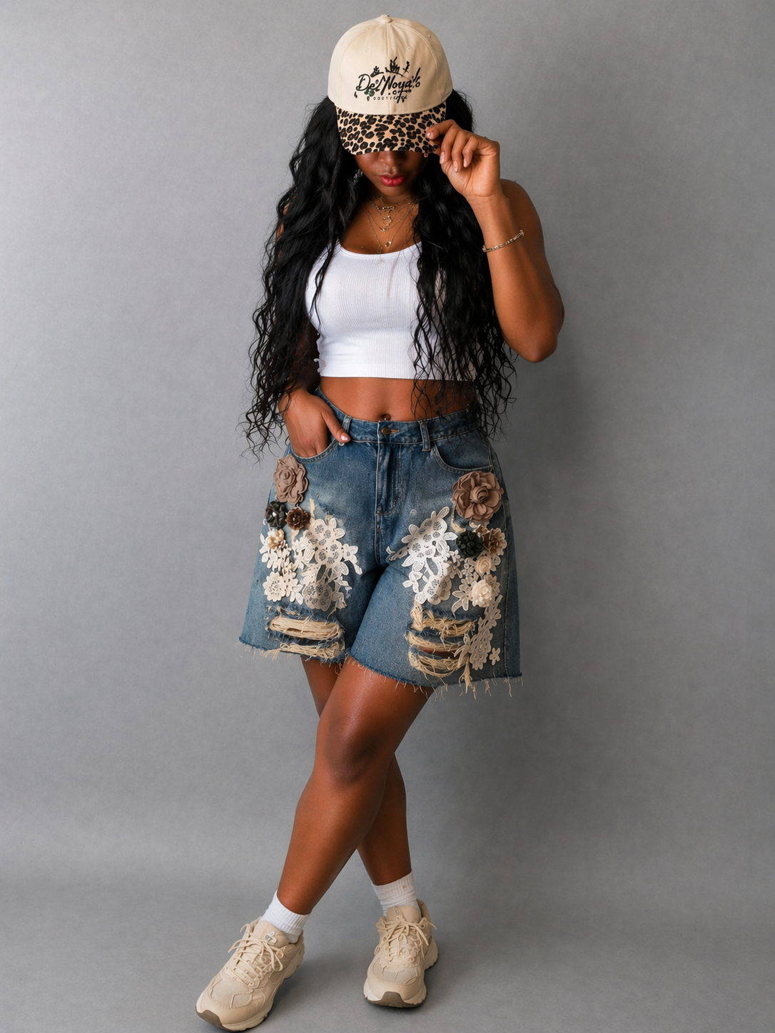 Floral Luxe Denim Shorts (Pre-Order)