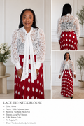 Elegant Lace Tie-Neck Blouse – White