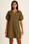 Striped Puff Sleeve Shift Dress