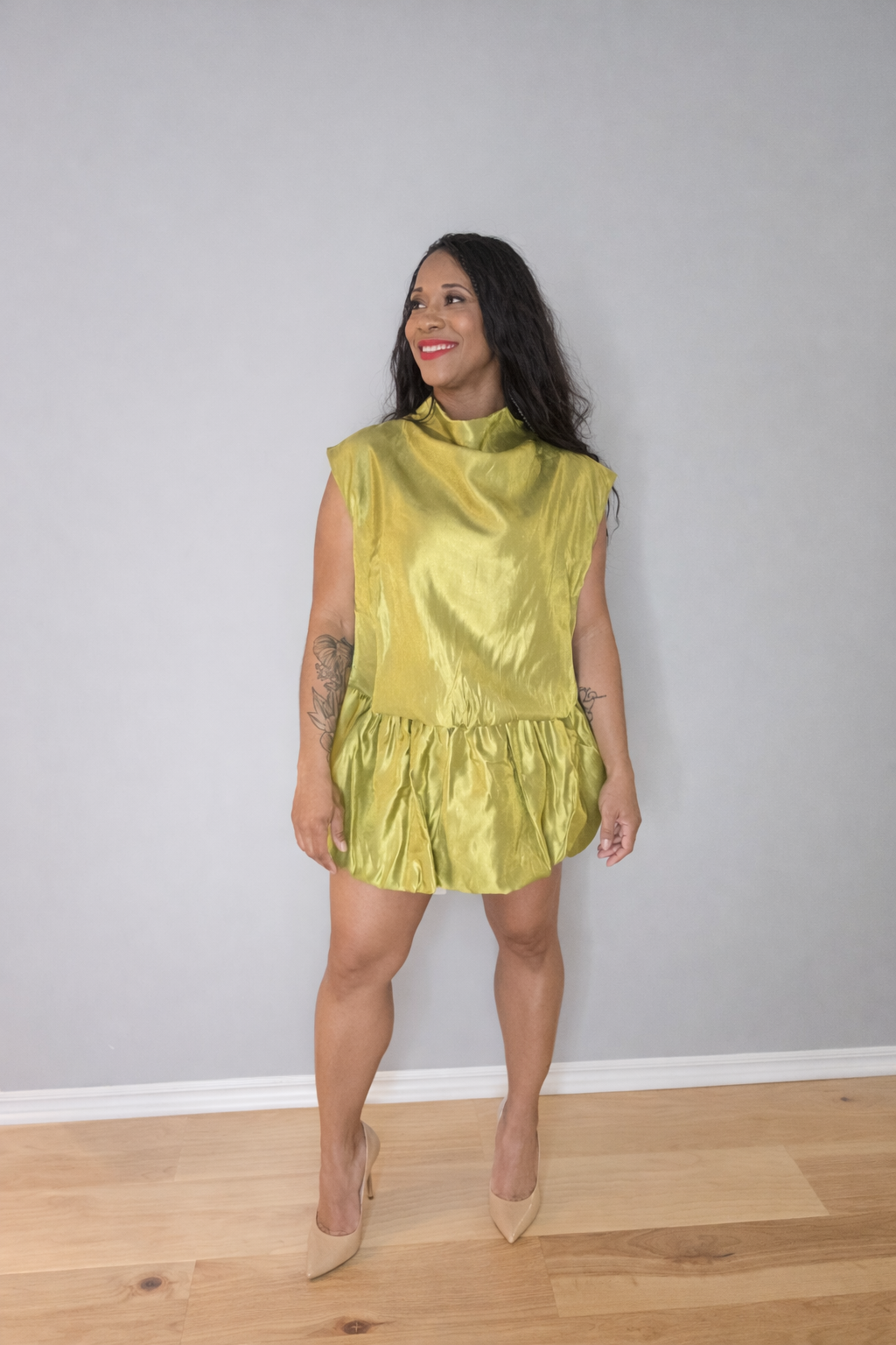 Emerald Glow Bubble Skirt Set