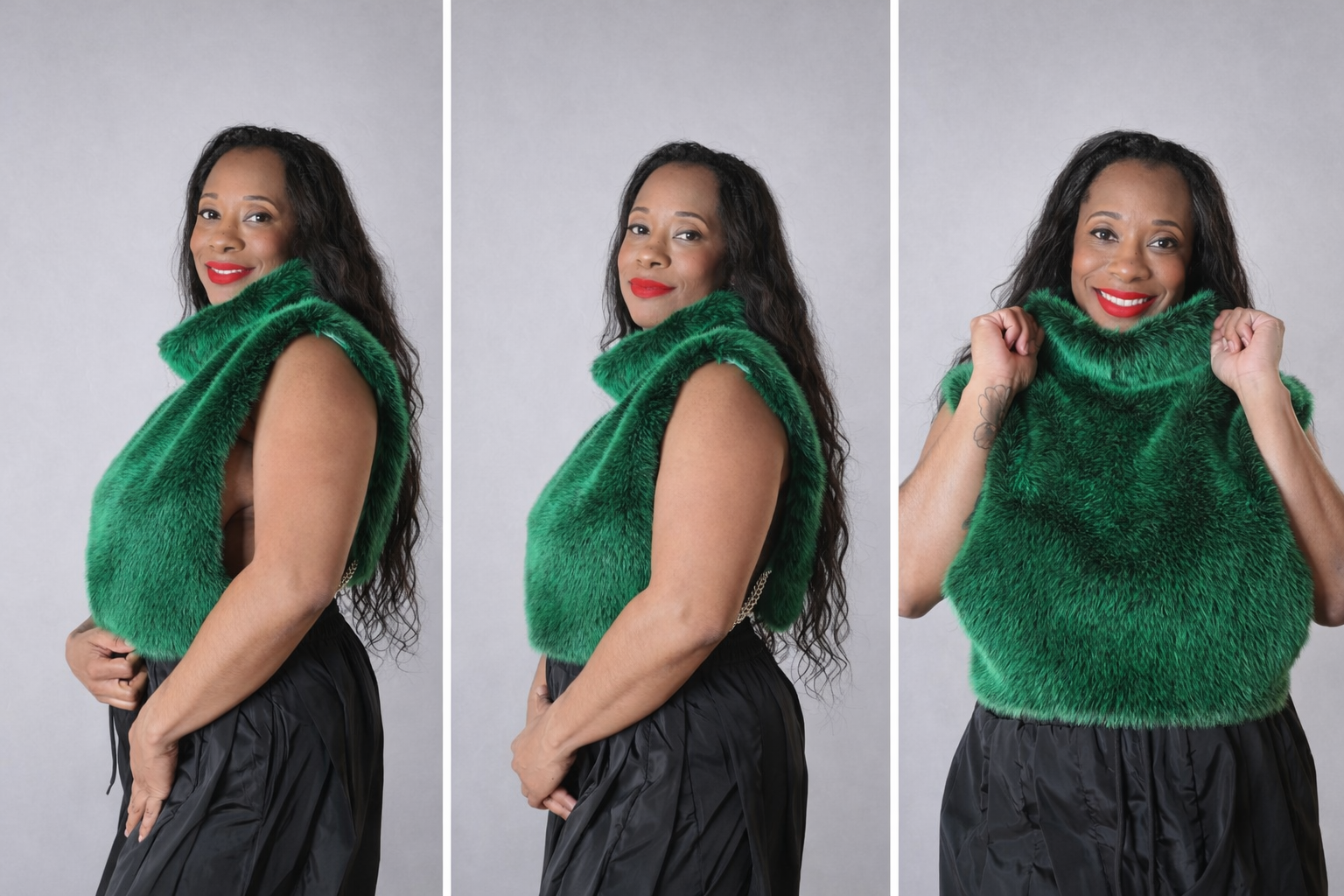 Emerald Luxe Faux Fur Crop Vest