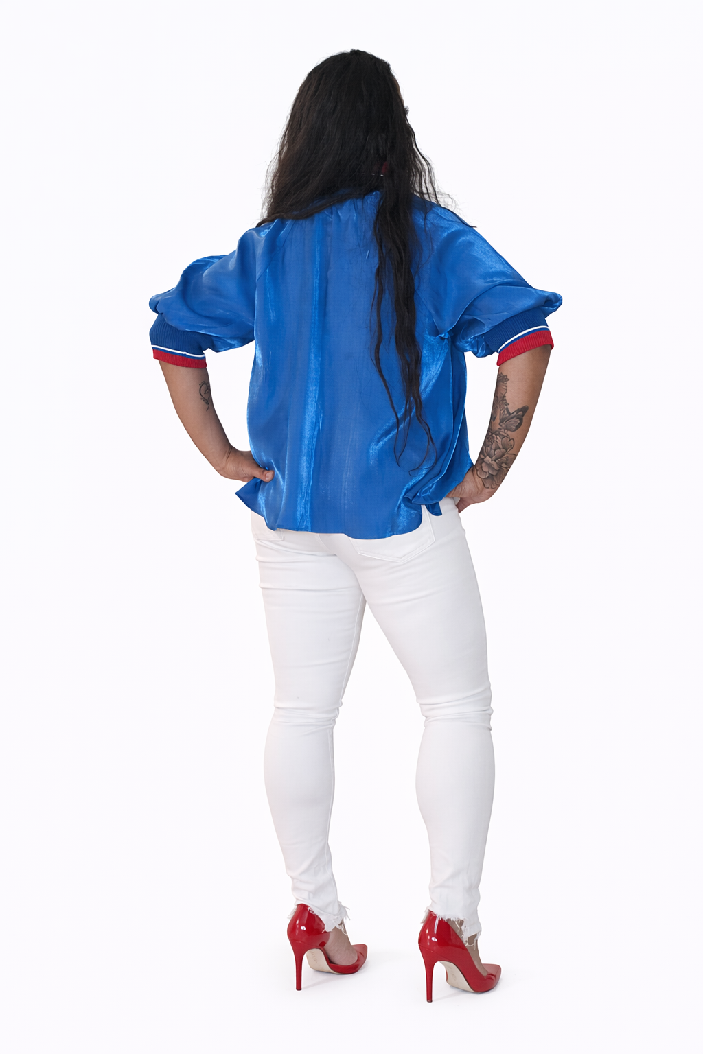 Royal Blue Zip-Front Statement Top