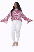 Wave Print Flowy Crop Blouse