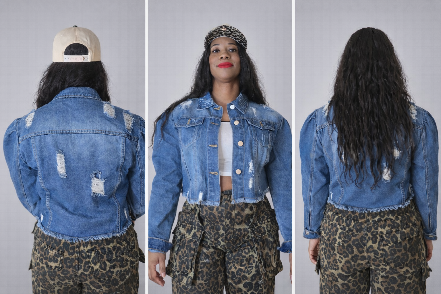 Distressed Cropped Denim Jacket