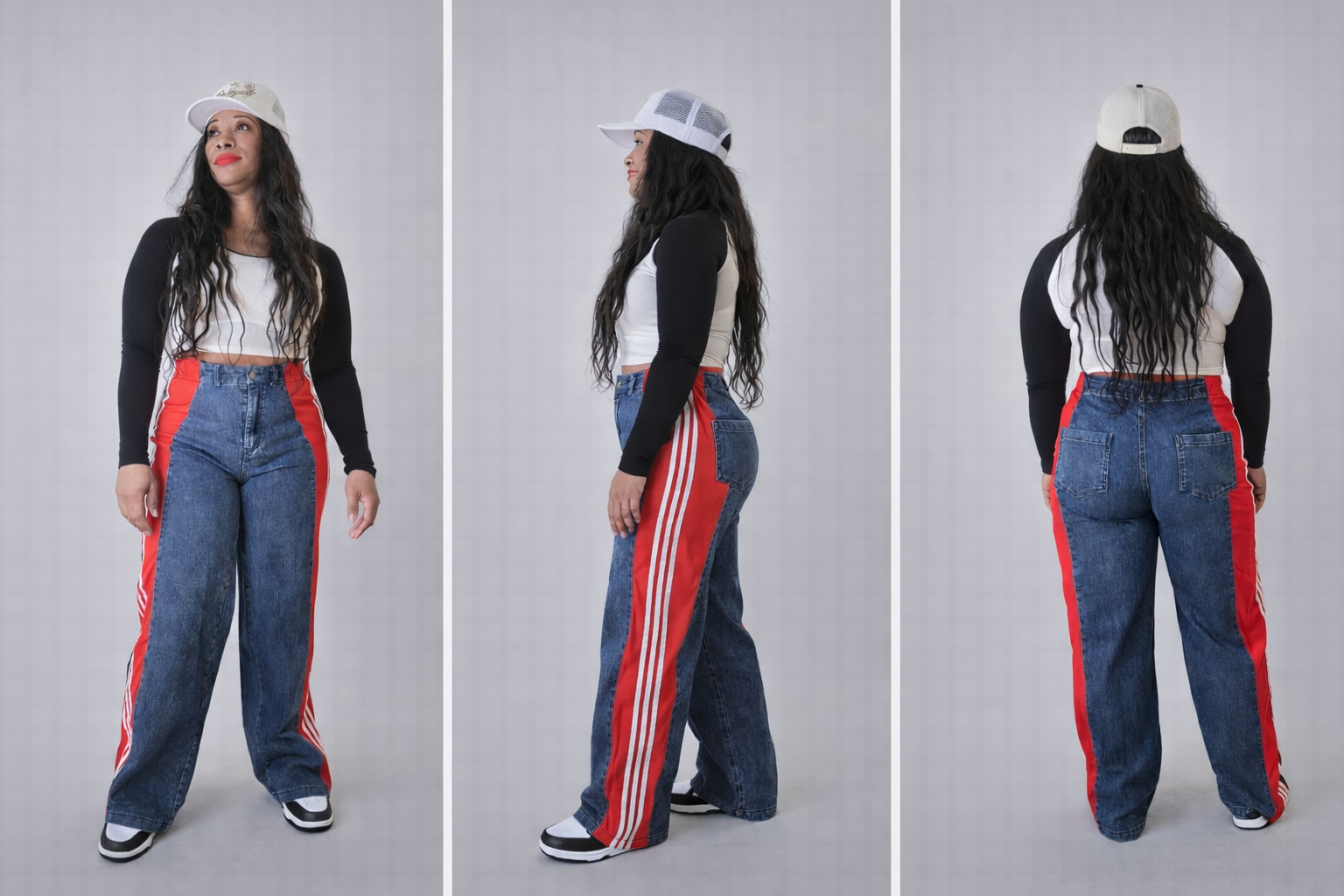 Side Stripe Denim Statement Pants