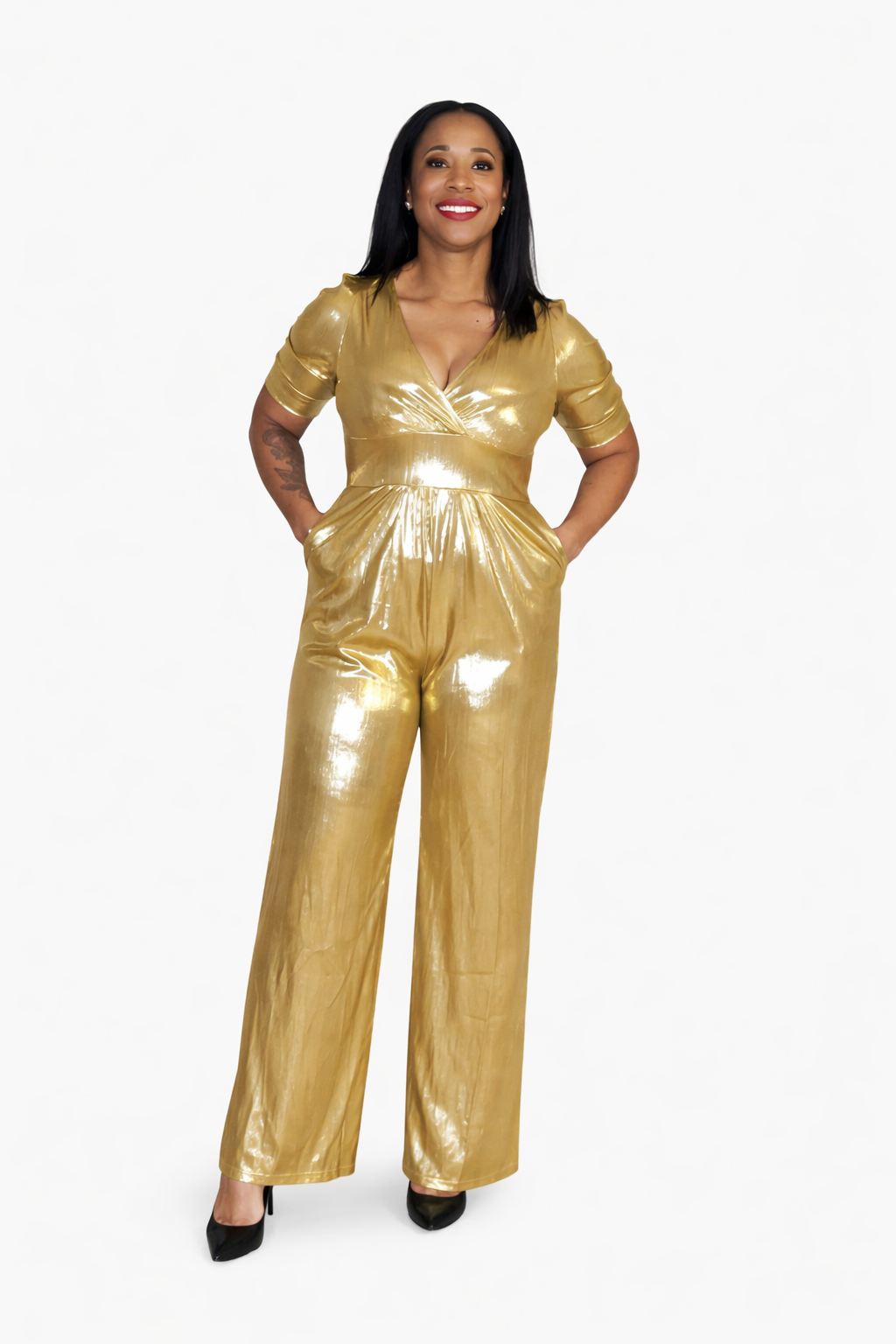 Golden Glow Wide-Leg Jumpsuit